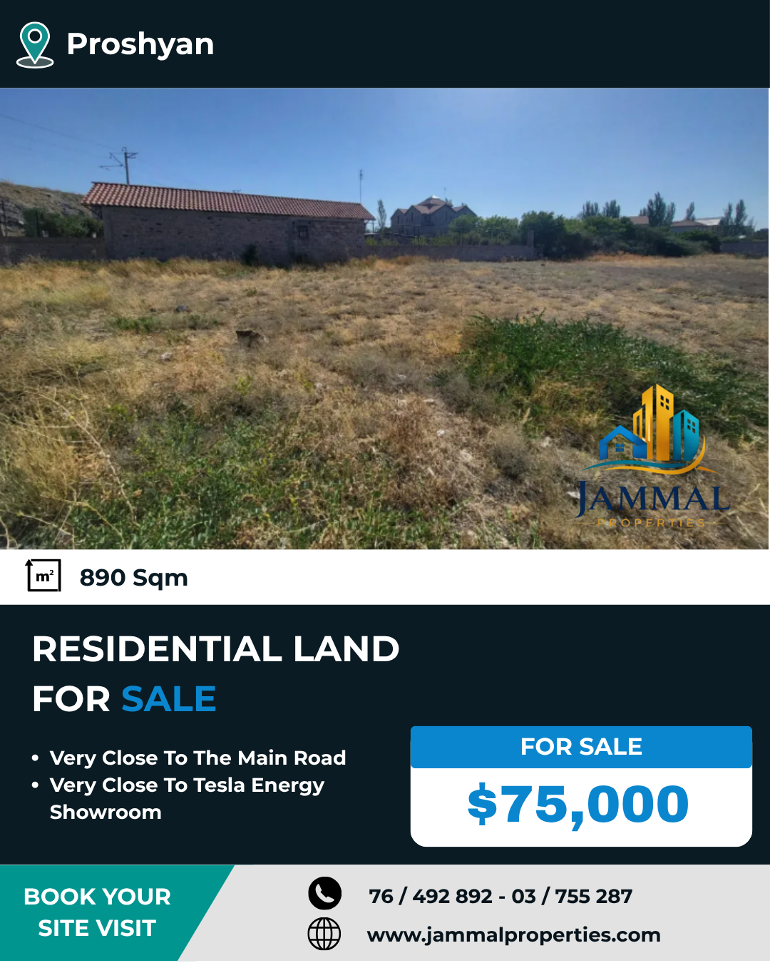 Plot for residential development on Gevorg Chaush 10rd Lane in Proshyan, 890 sqm