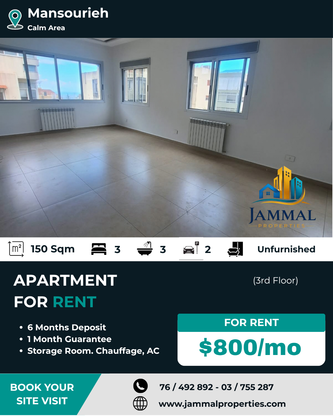 Nice apartment ready to move in, located in mansourieh in a calm area and a well maintained building