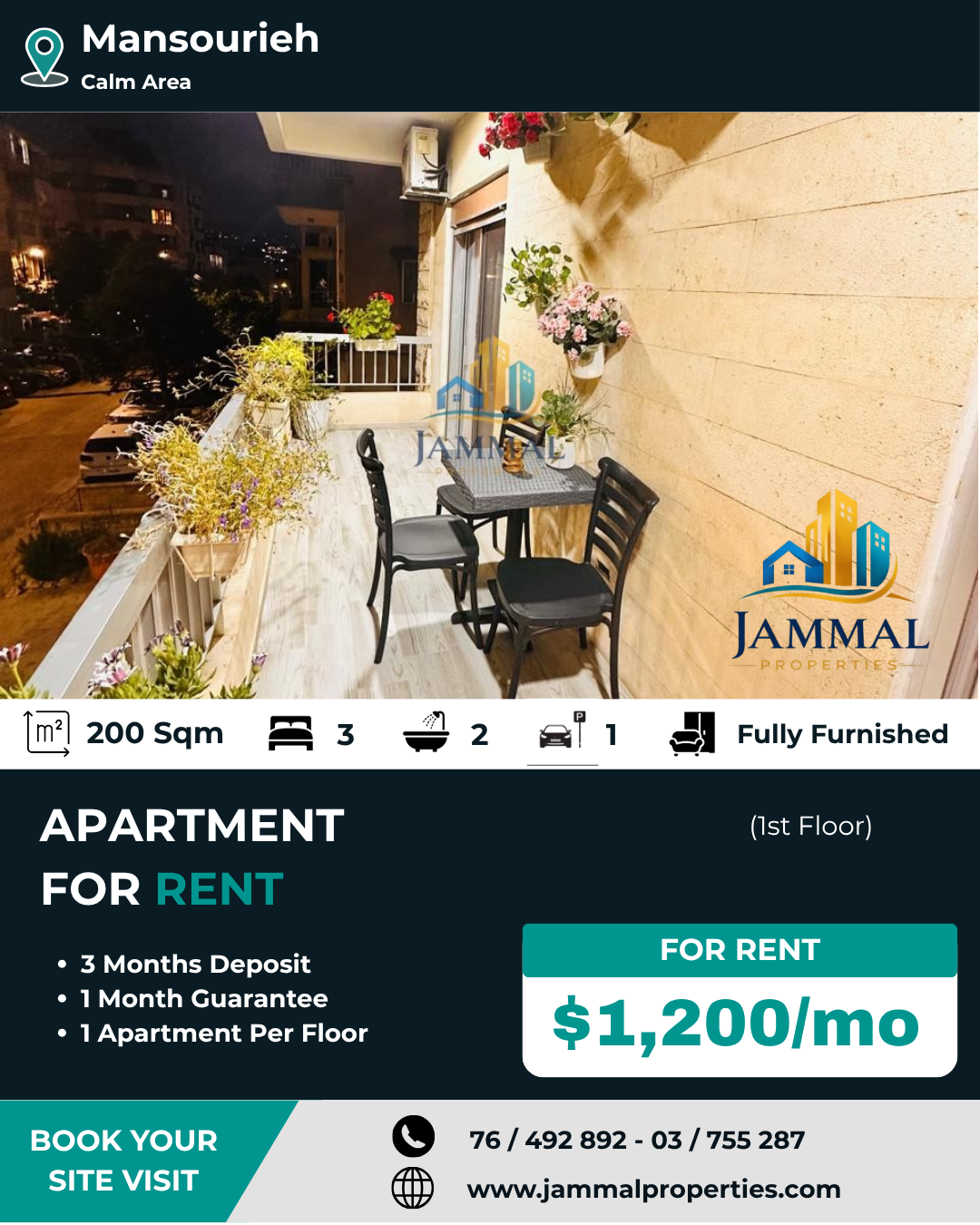 A fully renovated and furnished apartment offering spacious living areas and a comfortable modern home in Mansourieh