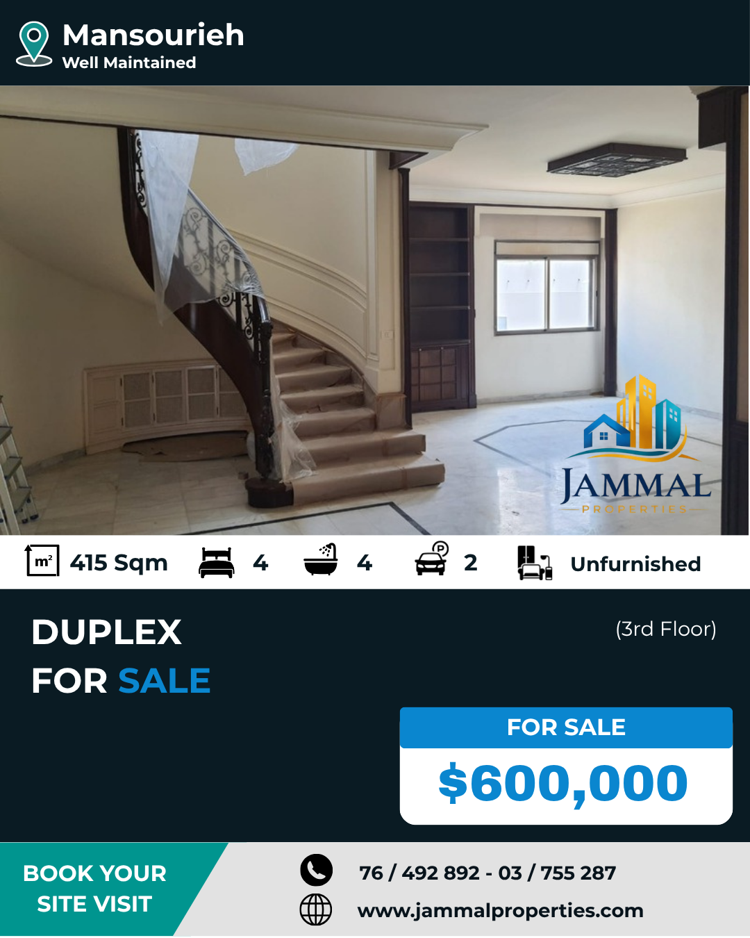 Ready To Move In Duplex In Mansourieh (415 SQM)