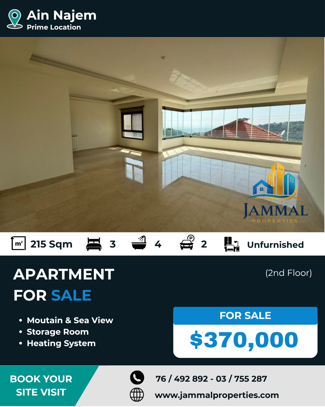 A Comfortable And Well Located Apartment With Beautiful Open Mountain And Sea Views, Offering A Peaceful Living Environment, Generous Spaces (215 SQM)