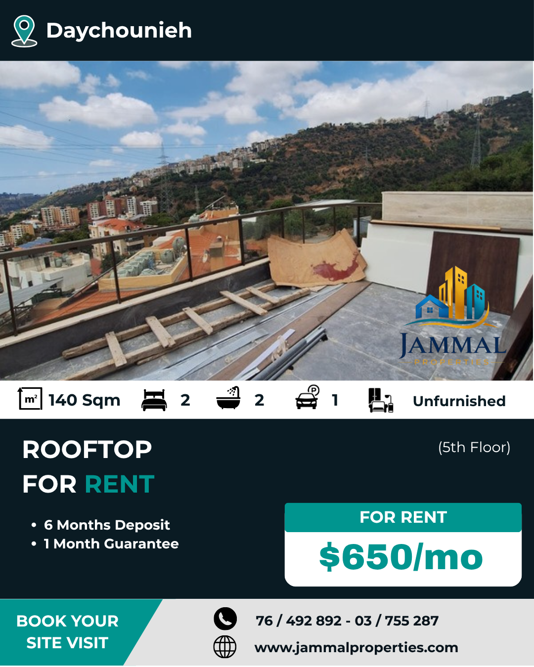 A Mountain View Rooftop In A Quite Calm Area, Away 10 Minutes From Beirut & From Broumana (140 SQM)