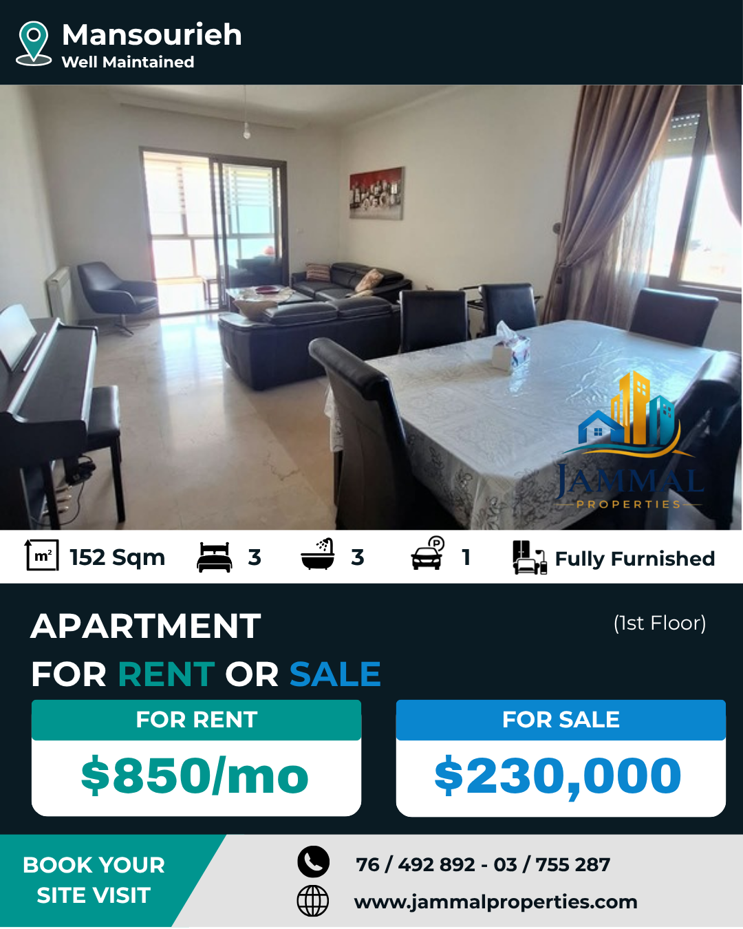 Cozy Apartment With An Open View Located In Daychounieh (152 SQM)