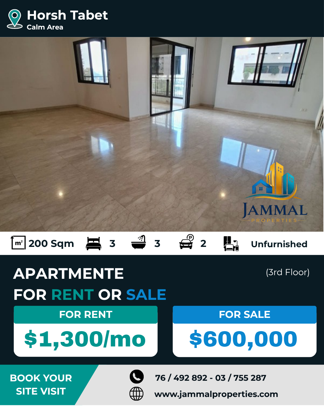A Spacious Apartment Located In A Calm Area In Horsh Tabet In A Well Maintained Building