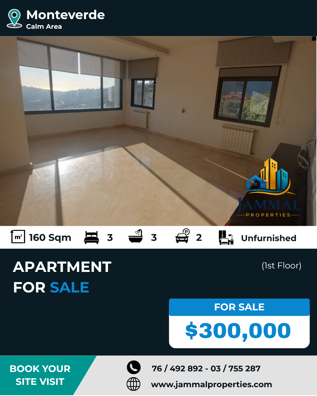 Well-Maintained 3 Bedrooms Apartment In A Calm Location Away From Traffic In New Monteverde (160 SQM)