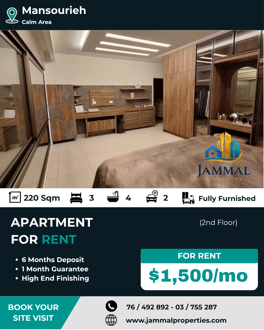 Modern 220m² Apartment with Stunning Beirut Views This beautifully designed and very comfortable apartment offers an exceptional living experience and breathtaking views of Beirut