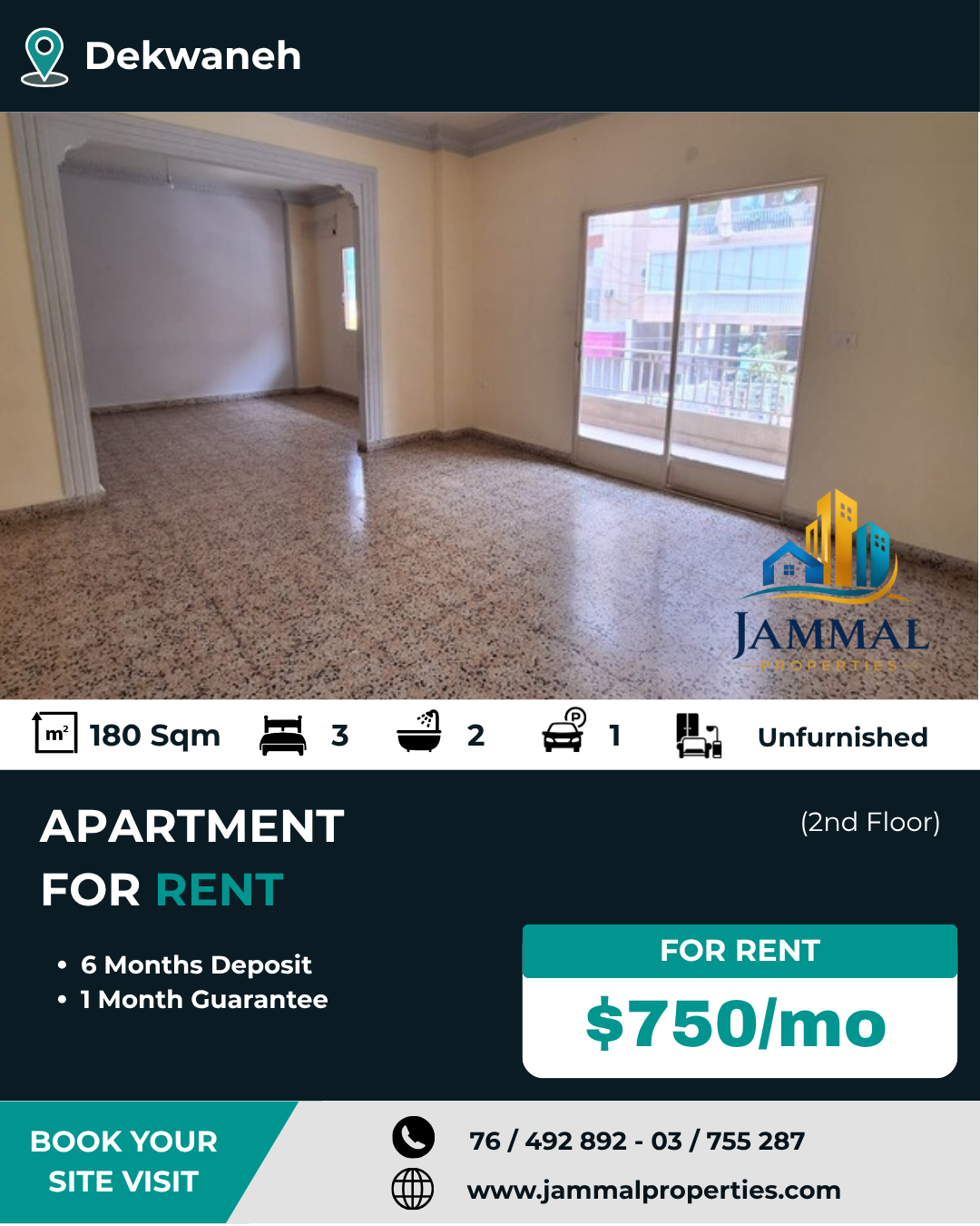 Unfurnished 3 Bedrooms Apartment To Move In Directly (180 SQM)