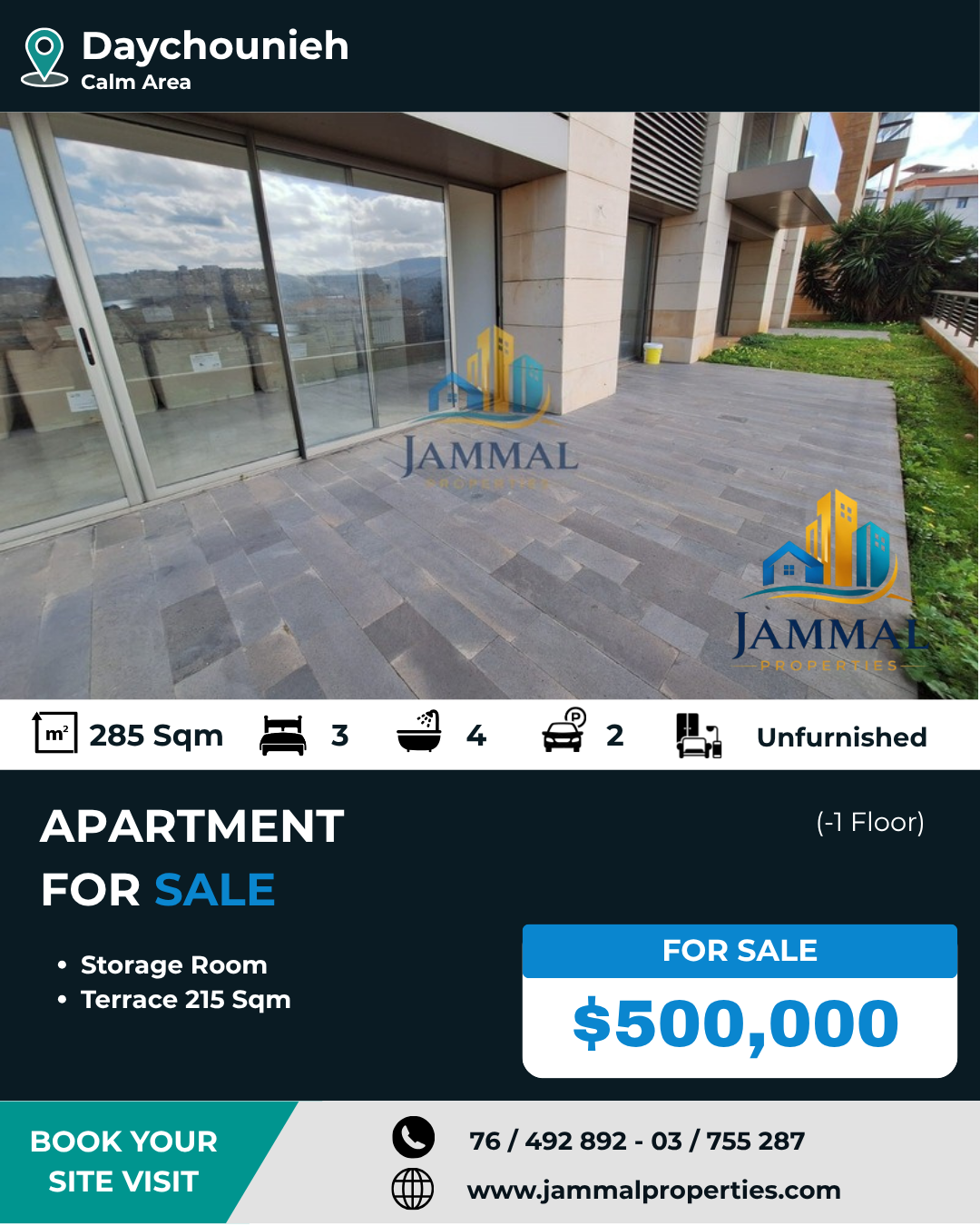 A Rare Opportunity Combining Generous Indoor Space With An Exceptional Outdoor Terrace In A calm And Prestigious Neighborhood Of Daychounieh (285 SQM)